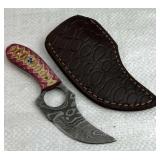Damascus Steel Fixed Blade Knife w/ Sheath