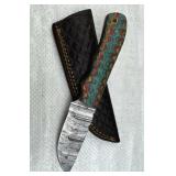 Damascus Steel Fixed Blade Knife w/ Sheath