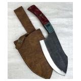 Lg Handmade Steel Fixed Blade Knife w/ Sheath