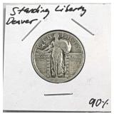 Denver Standing Liberty Silver Quarter, US 90%