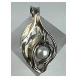 925 Silver Israel Lge Cultured Pearl SignedPendant