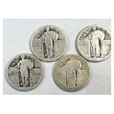 (4) Standing Liberty Silver Quarters, No Date,