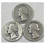 1934, 1935 & 1936 Silver Washington Quarters