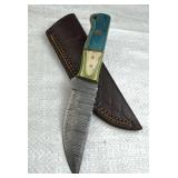 Damascus Steel Fixed Blade Knife w/ Sheath