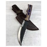 Lg Handmade Steel Fixed Blade Knife w/ Sheath