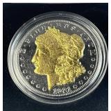 1921 Morgan Silver Dollar, Gold Two-Tone Color
