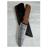 Damascus Steel Fixed Blade Knife w/ Sheath