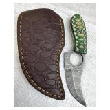 Damascus Steel Fixed Blade Knife w/ Sheath