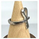 925 Silver Polished Minimalist Ankh Cross Ring