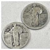 (2) Standing Liberty Silver Quarters, US 90%
