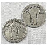 (2) Standing Liberty Silver Quarters, US 90%