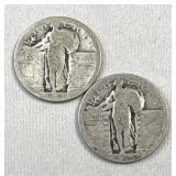 (2) Standing Liberty Silver Quarters, US 90%