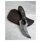 Damascus Steel Fixed Blade Knife w/ Sheath