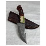 Damascus Steel Fixed Blade Knife w/ Sheath