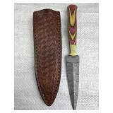 Damascus Steel Fixed Blade Knife w/ Sheath