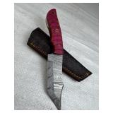 Damascus Steel Fixed Blade Knife w/ Sheath
