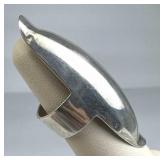 925 Silver Elongated Oval Full Finger Dome Ring