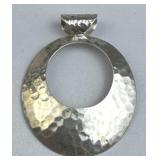 925 Silver Large Hammered Circle Slide Pendant