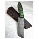 Damascus Steel Fixed Blade Knife w/ Sheath