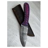Damascus Steel Fixed Blade Knife w/ Sheath