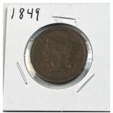 1849 Large Cent, 1c Coin - Nice Quality