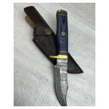 Damascus Steel Fixed Blade Knife w/ Sheath