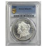 1885 Prooflike Morgan Silver $1, PCGS MS63PL