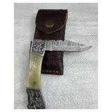 Handmade Steel Folding Blade Knife w/ Sheath