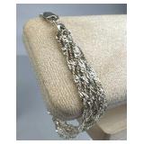 925 Silver Vtg Multi-Strand Twisted Rope Chain Bra