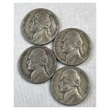 (4) 1945-P Silver War Nickels, WWII Era 35%