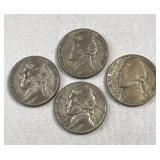(4) 1945-P Silver War Nickels, WWII Era 35%