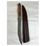 Lg Damascus Steel Long Fillet Knife w/ Sheath