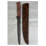 Lg Damascus Steel Long Fillet Knife w/ Sheath