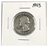 1943 Washington Silver Quarter, US 90% Coin