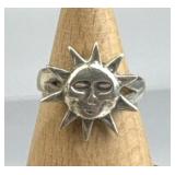 950 Silver Happy Sun Face Ring