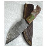 Damascus Steel Fixed Blade Knife w/ Sheath