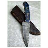 Damascus Steel Fixed Blade Knife w/ Sheath