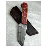 Damascus Steel Fixed Blade Knife w/ Sheath