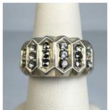 925 Silver Marcasite & Zirconia Modern Chunky Ring