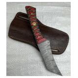 Damascus Steel Fixed Blade Knife w/ Sheath