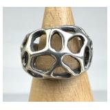 925 Silver Openwork Cellular Pattern Dome Ring