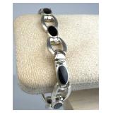 925 Silver & Black Tourmaline Link Bracelet