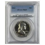 1962 Franklin Silver Half Dollar,  PCGS PR65