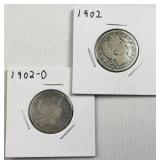 1902, 1902-O Barber Silver Quarters, 25c, 90%