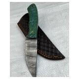 Damascus Steel Fixed Blade Knife w/ Sheath