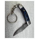 Damascus Steel Folding Blade Keychain Knife