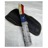 Damascus Steel Fixed Blade Knife w/ Sheath