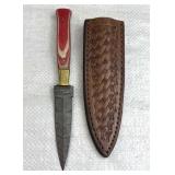 Damascus Steel Fixed Blade Knife w/ Sheath