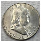 1962-D Franklin Silver Half Dollar, 50c Coin, 90%