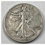 1943 Walking Liberty Silver Half Dollar, 50c, 90%